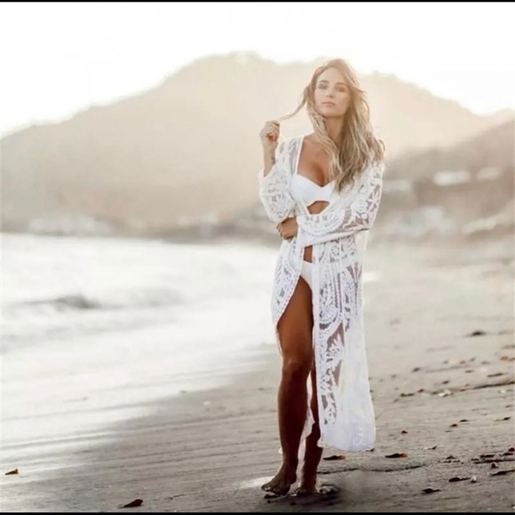 Open Lace Kimono Duster